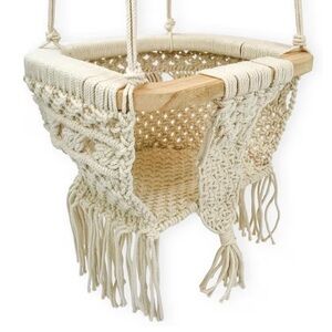 Cream Organic Macrame baby swing